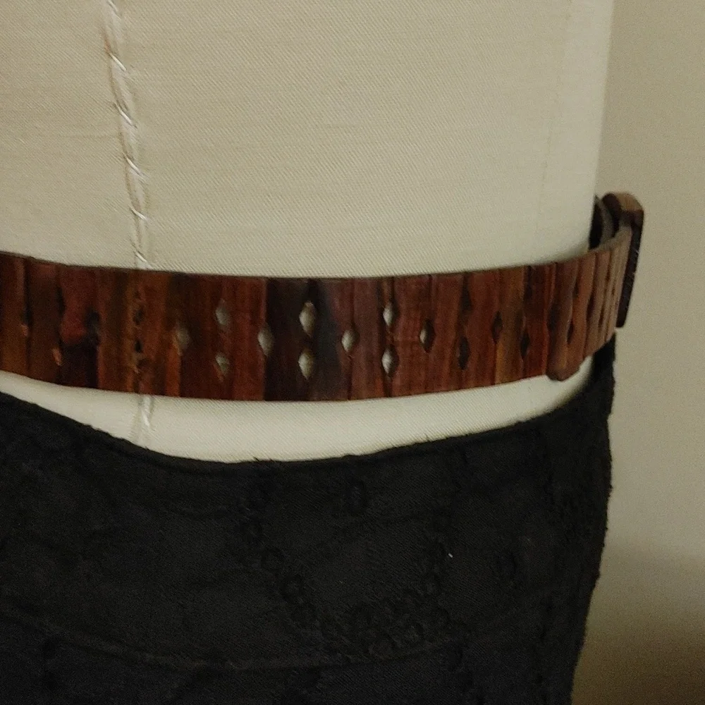 Wooden Articulated Belt w Buckle Wooden Inlay Work Size XS to S